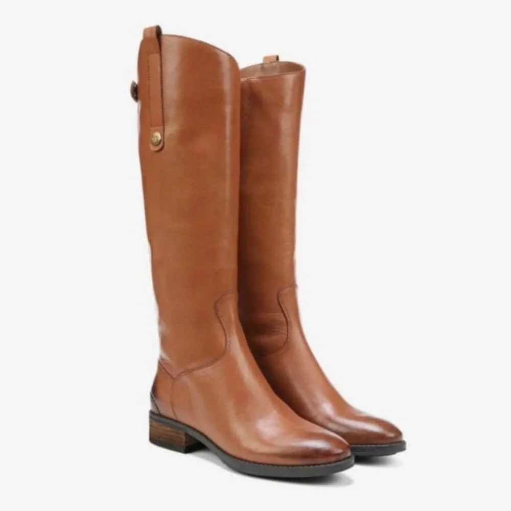 Sam Edelman Womens Penny 2 Riding Boots size 6M Whiskey Brown Leather Knee High - Picture 1 of 14